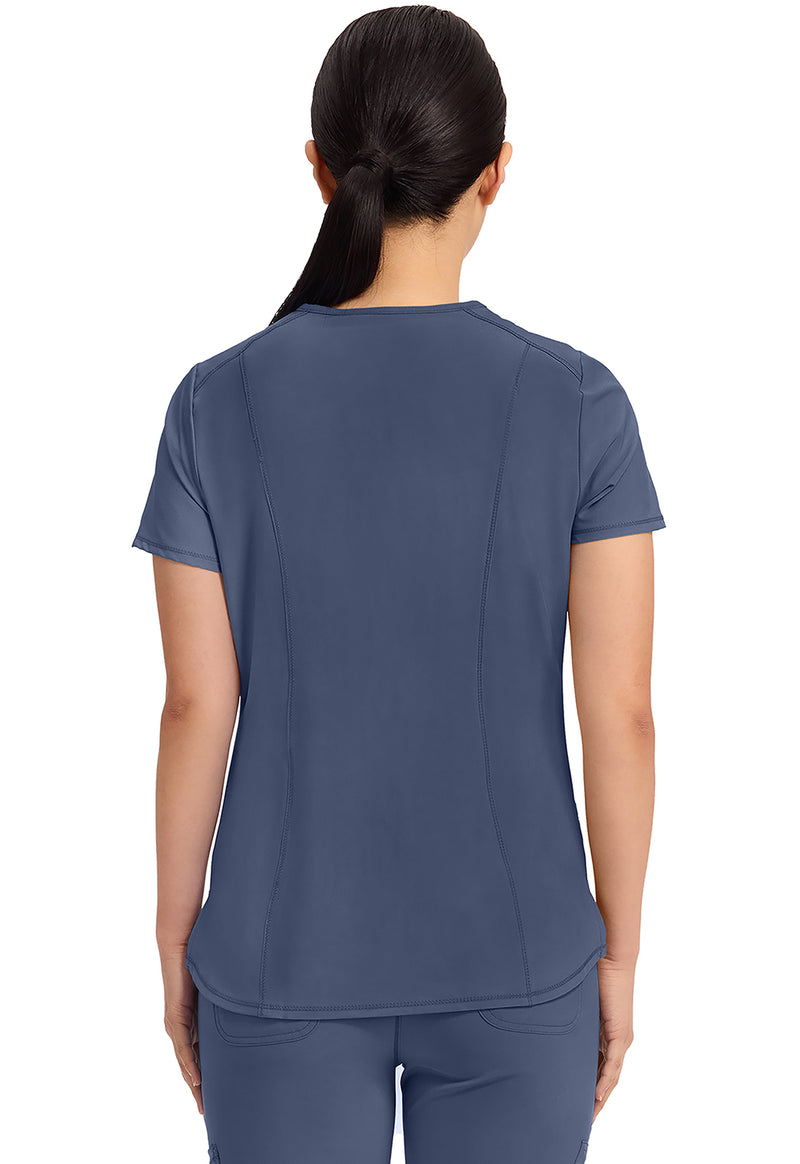 Navy - Cherokee IN Infinity Women Scrub Top - Back View