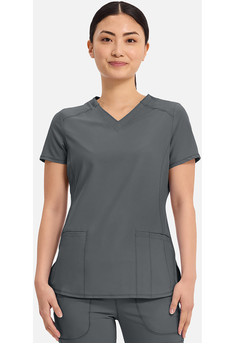 Pewter - Cherokee IN Infinity Women Scrub Top - Front View