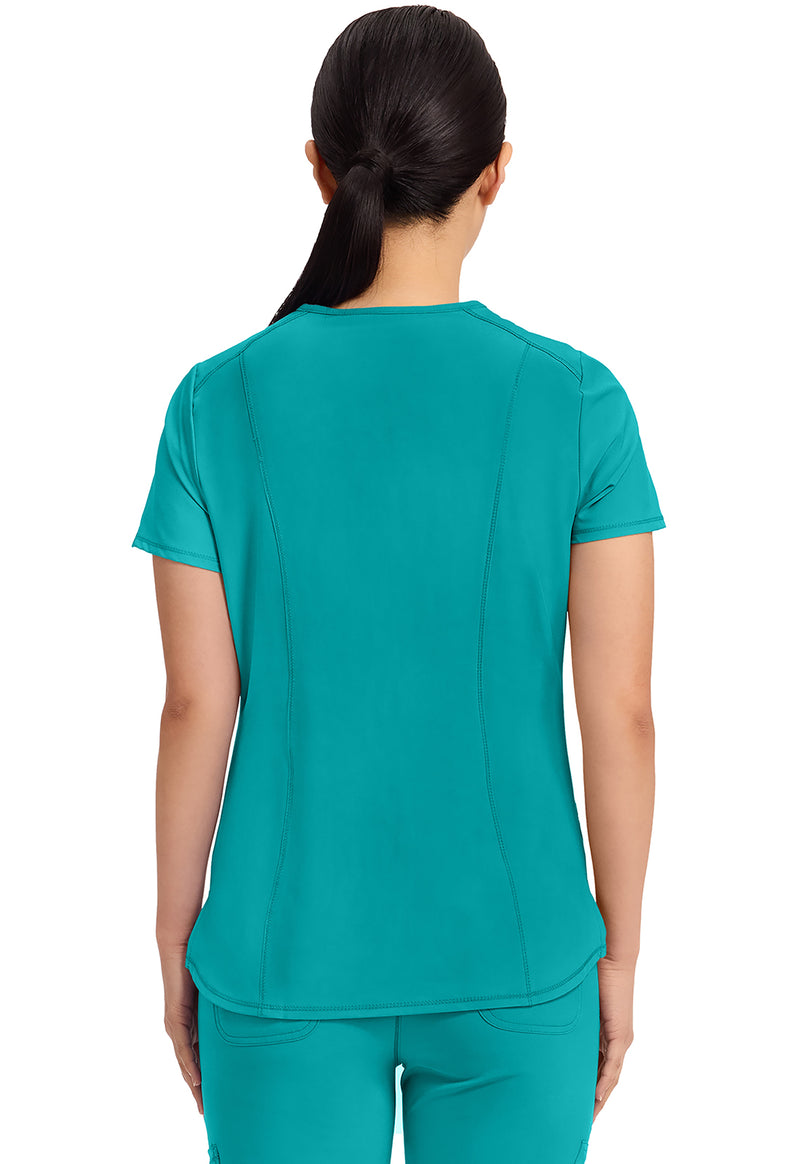 Teal Blue - Cherokee IN Infinity Women Scrub Top - Back View