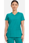 Teal Blue - Cherokee IN Infinity Women Scrub Top - Front View