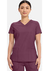 Wine - Cherokee IN Infinity Women Scrub Top - Front View