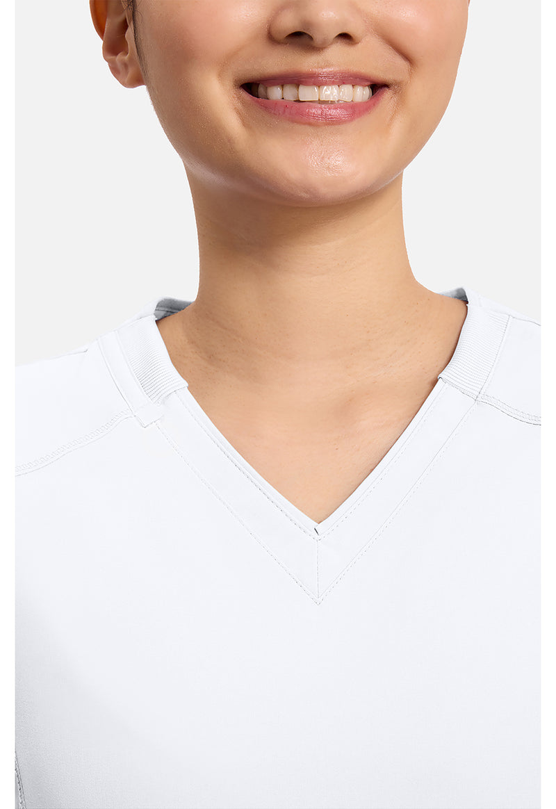White - Women's V-Neck Scrub Top (View 2)