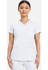 White - Cherokee IN Infinity Women Scrub Top - Front View