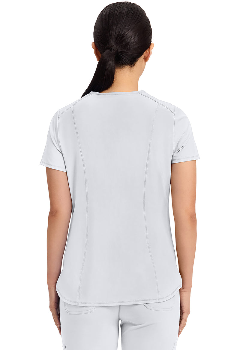 White - Cherokee IN Infinity Women Scrub Top - Back View