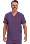 Eggplant - Cherokee IN Infinity Men Scrub Top - Front View