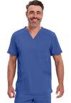 Galaxy Blue - Cherokee IN Infinity Men Scrub Top - Front View