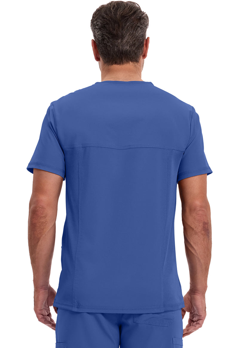 Galaxy Blue - Cherokee IN Infinity Men Scrub Top - Back View