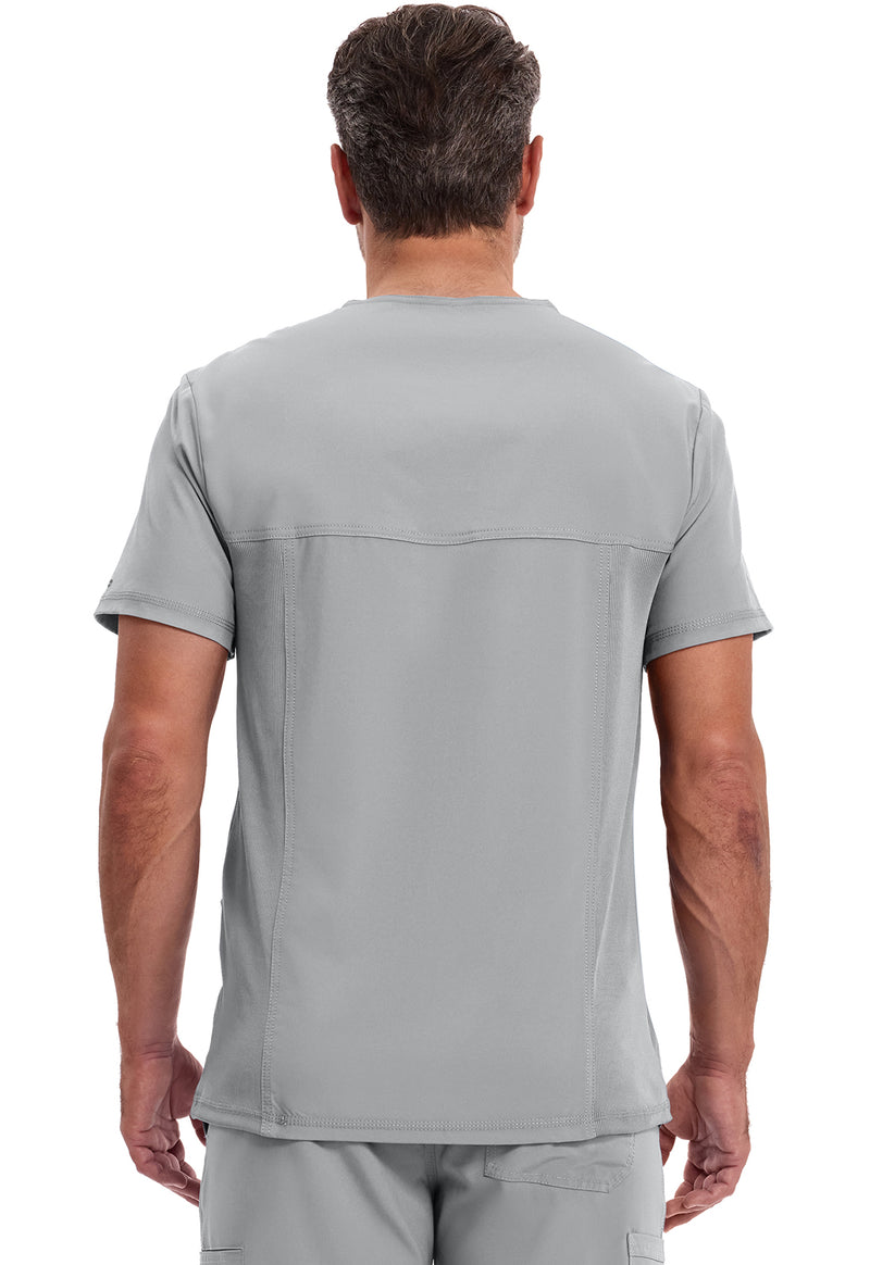 Grey - Cherokee IN Infinity Men Scrub Top - Back View