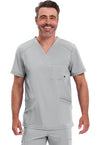 Grey - Cherokee IN Infinity Men Scrub Top - Front View