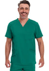 Hunter Green - Cherokee IN Infinity Men Scrub Top - Front View