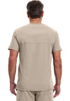 Khaki - Cherokee IN Infinity Men Scrub Top - Back View