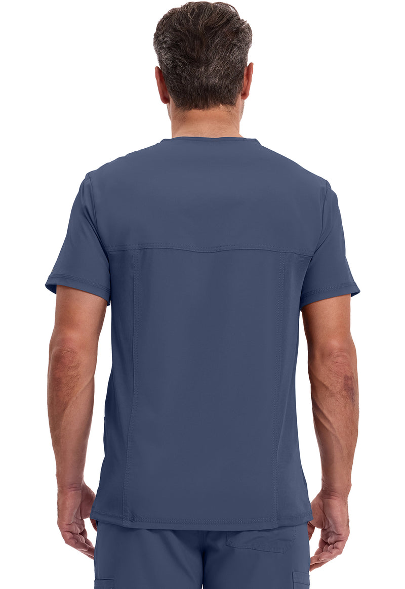 Navy - Cherokee IN Infinity Men Scrub Top - Back View