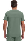 Olive - Cherokee IN Infinity Men Scrub Top - Back View