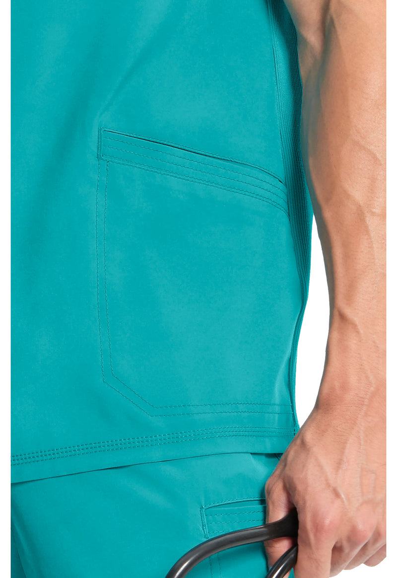 Teal Blue - Men's V-Neck Scrub Top (View 3)