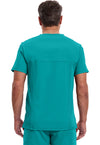 Teal Blue - Cherokee IN Infinity Men Scrub Top - Back View