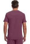 Wine - Cherokee IN Infinity Men Scrub Top - Back View