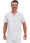 White - Cherokee IN Infinity Men Scrub Top - Front View