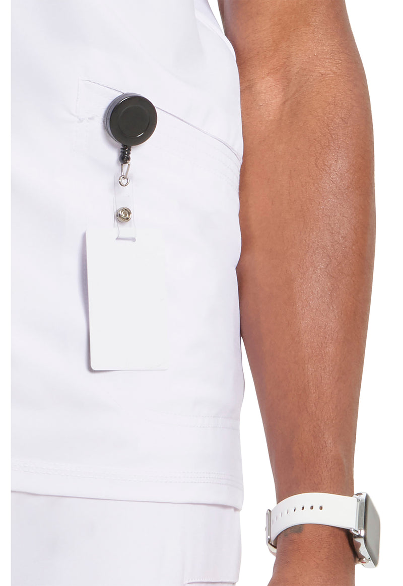 White - Men's V-Neck Scrub Top (View 3)