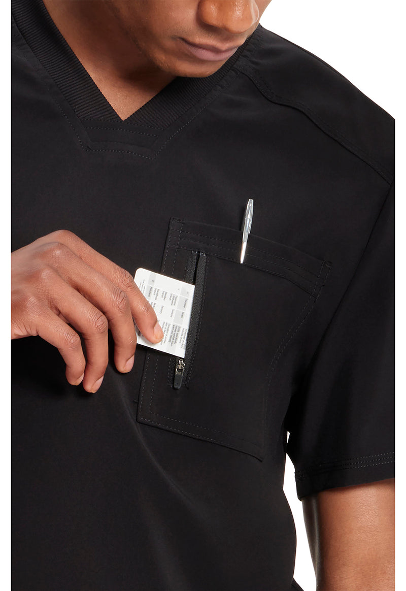 Black - Men's Tuckable V-Neck Scrub Top (View 2)