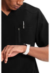 Black - Men's Tuckable V-Neck Scrub Top (View 3)
