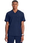 Navy - Cherokee IN Infinity Men Scrub Top - Front View