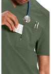 Olive - Men's Tuckable V-Neck Scrub Top (View 3)