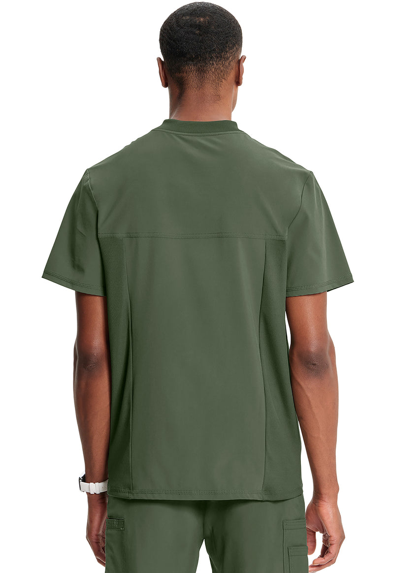 Olive - Cherokee IN Infinity Men Scrub Top - Back View