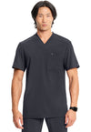 Pewter - Cherokee IN Infinity Men Scrub Top - Front View