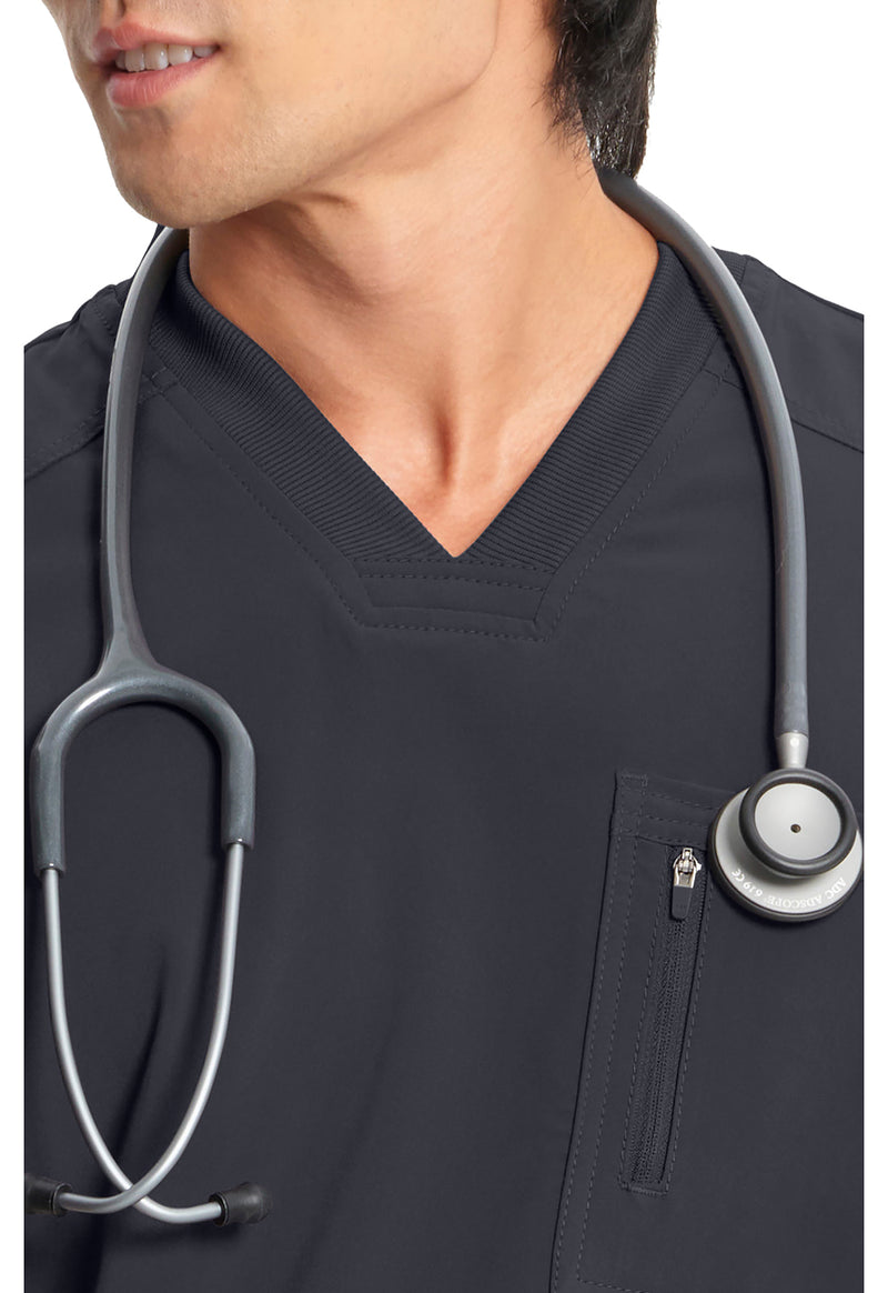 Pewter - Men's Tuckable V-Neck Scrub Top (View 3)