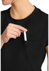 Black - Women's 1-Pocket Crew Neck Scrub Top (View 3)