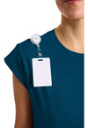 Caribbean Blue - Women's 1-Pocket Crew Neck Scrub Top (View 2)