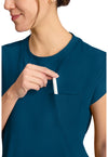 Caribbean Blue - Women's 1-Pocket Crew Neck Scrub Top (View 3)