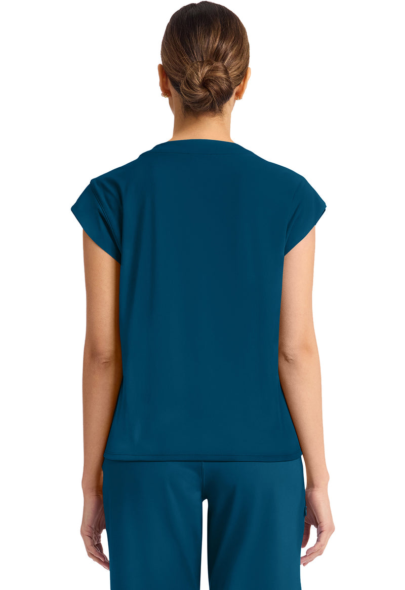 Caribbean Blue - Cherokee Achieve Women Scrub Top - Back View