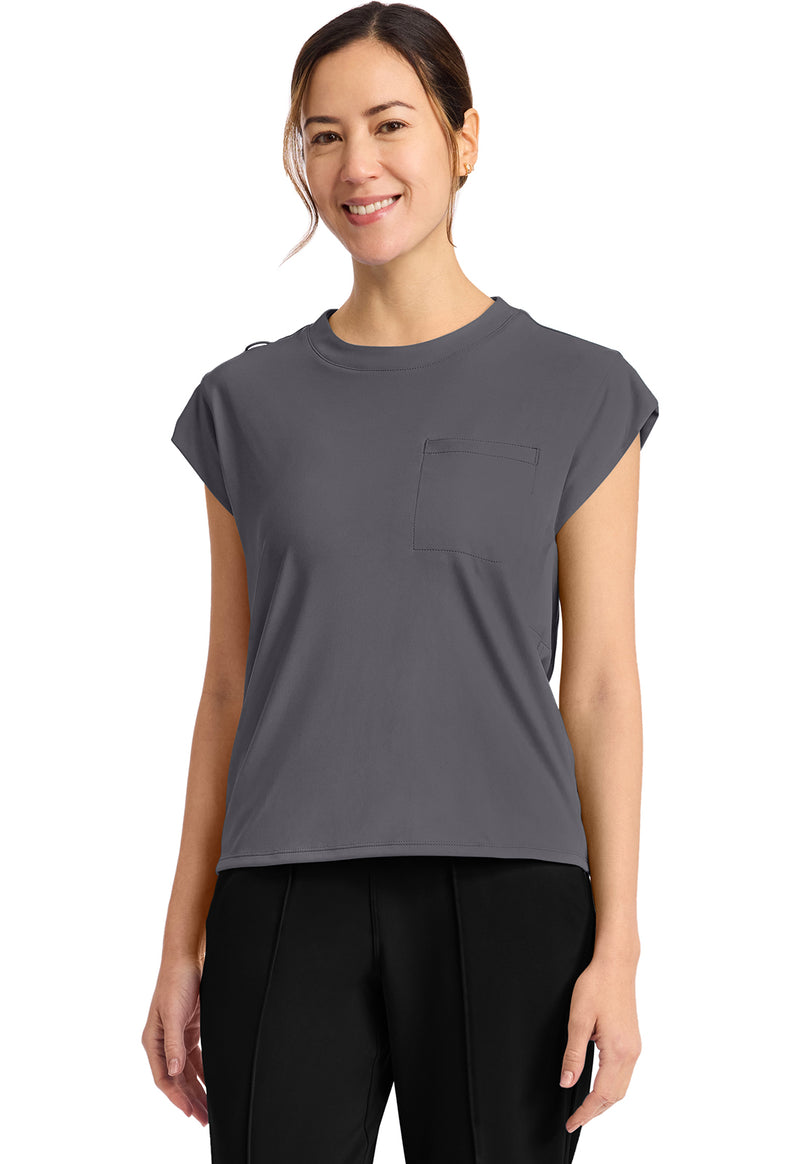 Pewter - Cherokee Achieve Women Scrub Top - Front View
