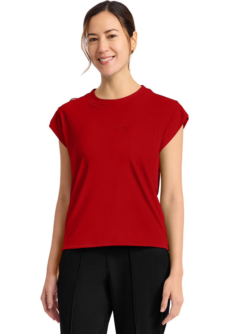 RED - Cherokee Achieve Women Scrub Top - Front View
