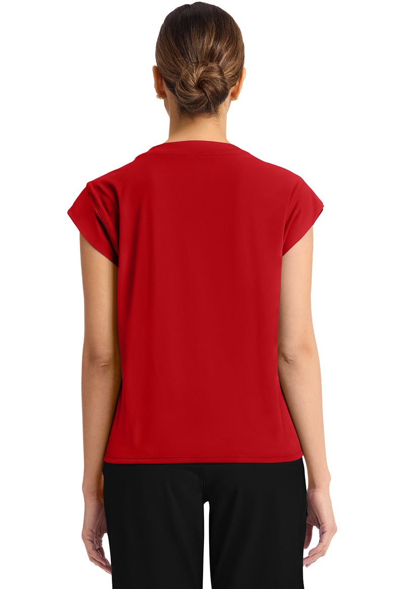 RED - Cherokee Achieve Women Scrub Top - Back View