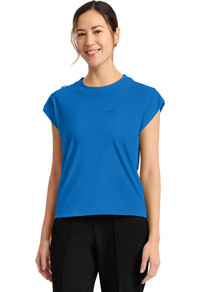 True blue - Cherokee Achieve Women Scrub Top - Front View
