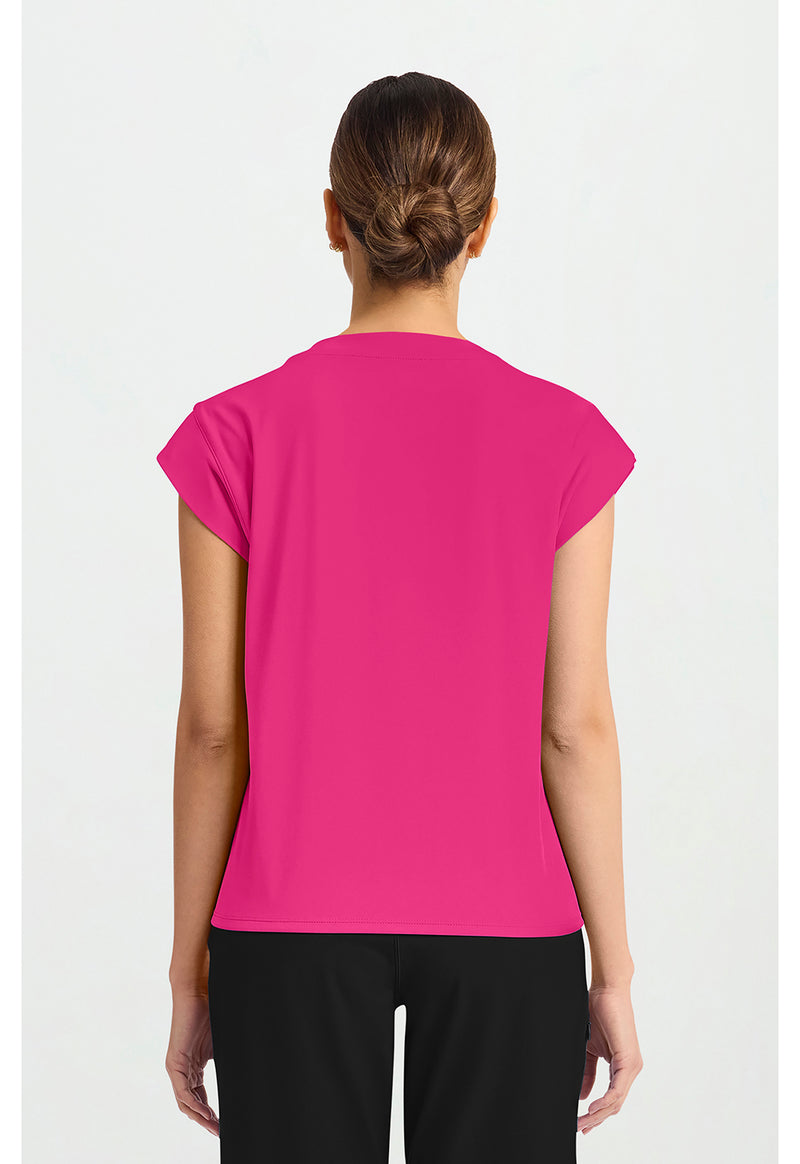 Tropical Hibiscus - Cherokee Achieve Women Scrub Top - Back View