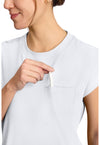 WHITE - Women's 1-Pocket Crew Neck Scrub Top (View 3)
