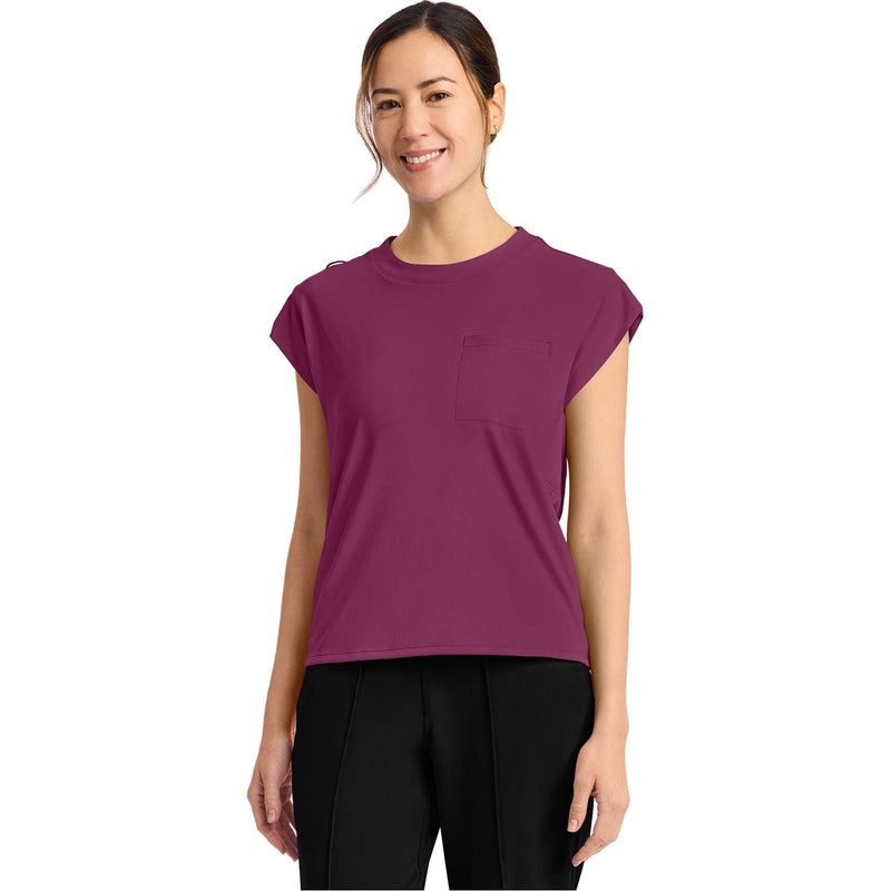 wine - Women's 1-Pocket Crew Neck Top
