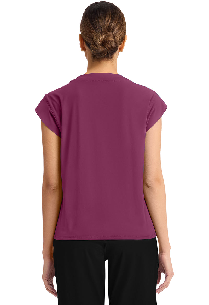 Wine - Cherokee Achieve Women Scrub Top - Back View