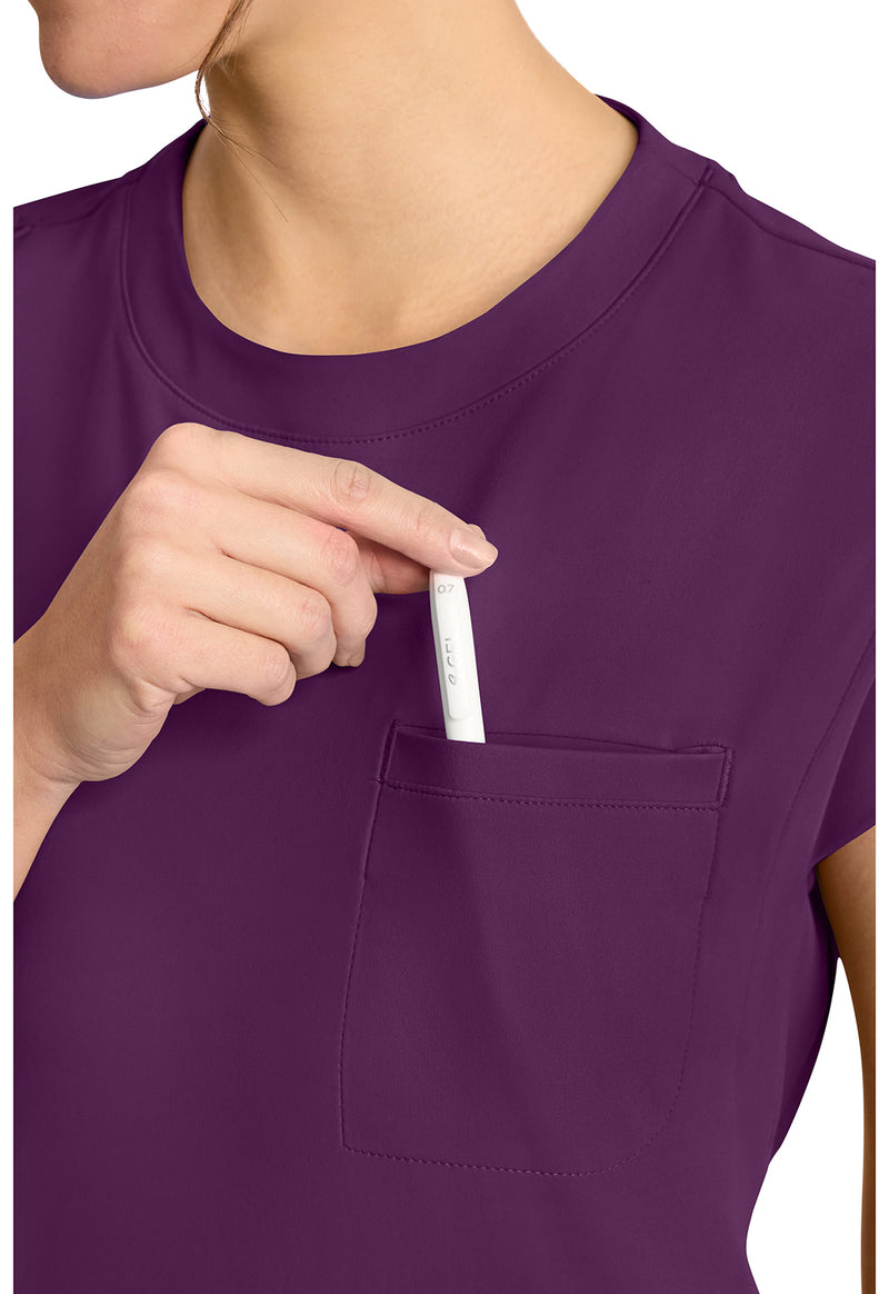 Wild Mulberry - Women's 1-Pocket Crew Neck Scrub Top (View 3)