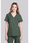 Heather Forest Moss - 2 pocket V-Neck Top