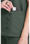 Heather Forest Moss - 2 pocket V-Neck Top (View 3)
