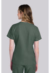 Heather Forest Moss - 2 pocket V-Neck Top (Back)