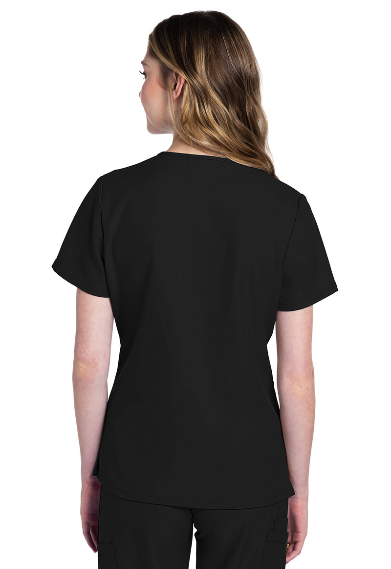 Black - Cherokee WW Originals Ultra Women Scrub Top - Back View