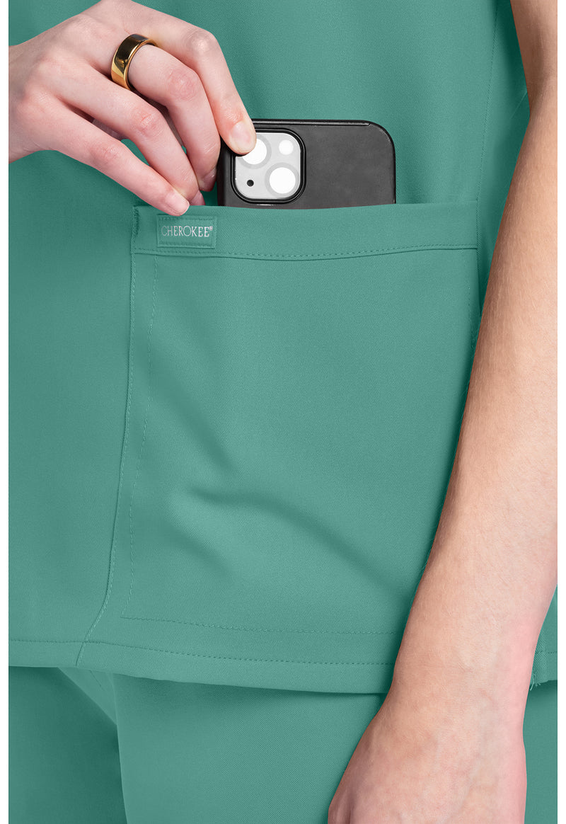 Botanical Green - Women's V-Neck Scrub Top (View 3)