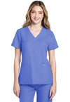 Ciel Blue - Cherokee WW Originals Ultra Women Scrub Top - Front View