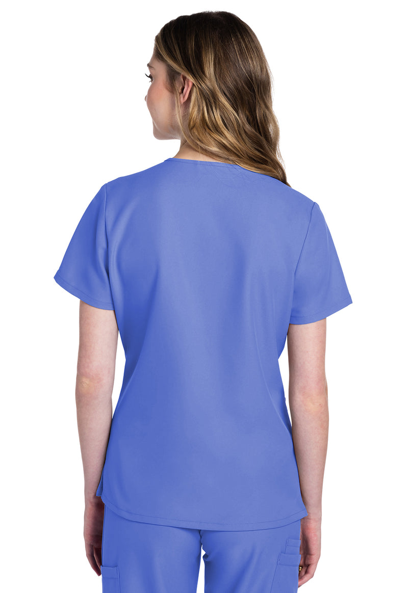 Ciel Blue - Cherokee WW Originals Ultra Women Scrub Top - Back View