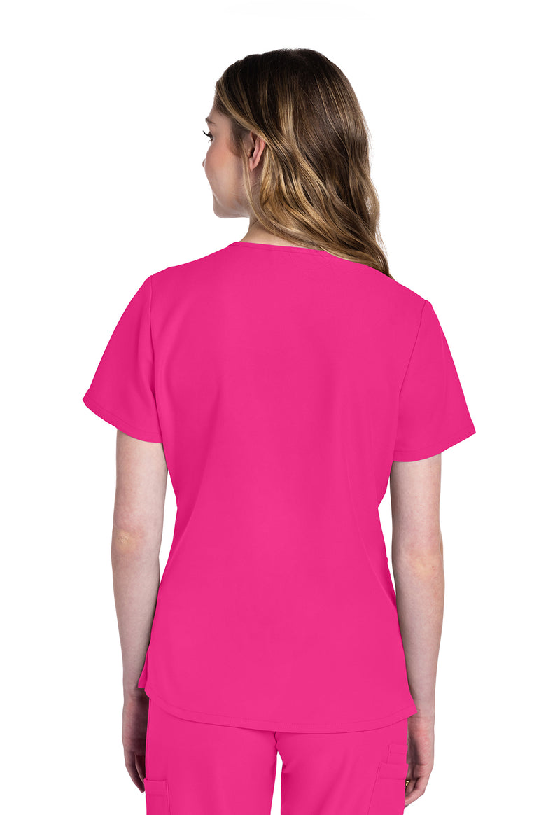 Electric Pink - Cherokee WW Originals Ultra Women Scrub Top - Back View